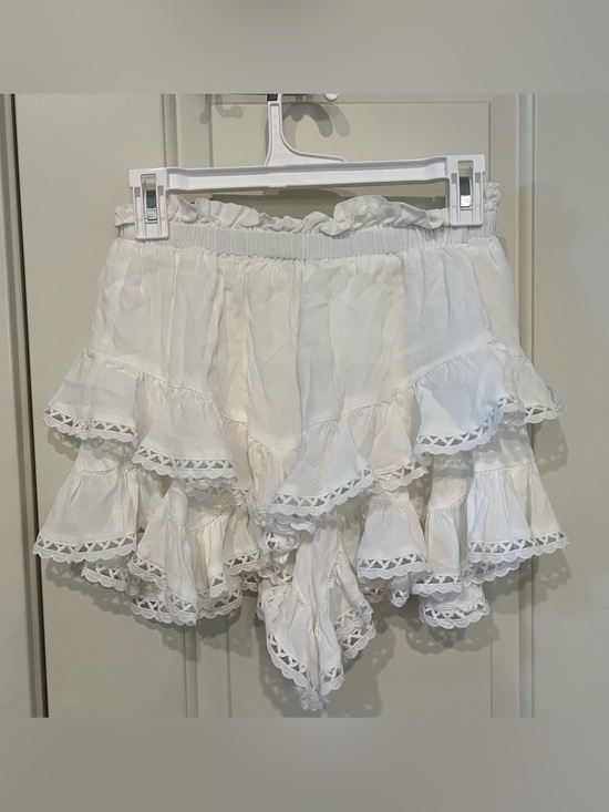 Miou Muse Pants - Miou Muse White Ruffled Tiered Shorts size medium Coquette Cottagecore Romantic